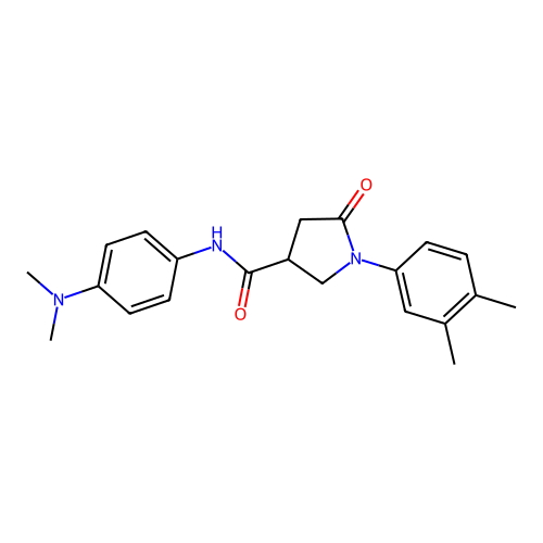 N-[4-(dimethylamino)phenyl]-1-(3,4-dimethylphenyl)-5-oxopyrrolidine-3-carboxamide structure