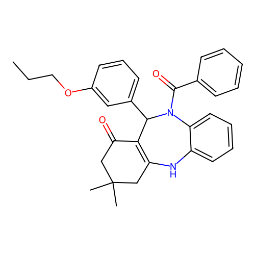 10-BENZOYL-3,3-DIMETHYL-11-(3-PROPOXYPHENYL)-2,3,4,5,10,11-HEXAHYDRO-1H-DIBENZO[B,E][1,4]DIAZEPIN-1-ONE structure