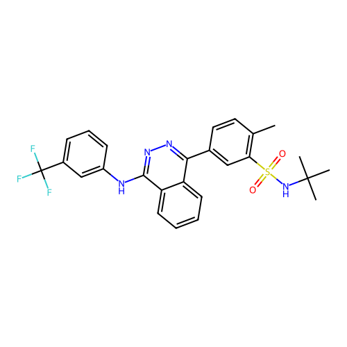N-tert-butyl-2-methyl-5-[4-[3-(trifluoromethyl)anilino]phthalazin-1-yl]benzenesulfonamide structure