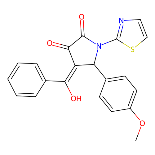 (4E)-4-[hydroxy(phenyl)methylidene]-5-(4-methoxyphenyl)-1-(1,3-thiazol-2-yl)pyrrolidine-2,3-dione structure