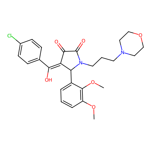 (4E)-4-[(4-chlorophenyl)-hydroxymethylidene]-5-(2,3-dimethoxyphenyl)-1-(3-morpholin-4-ylpropyl)pyrrolidine-2,3-dione structure