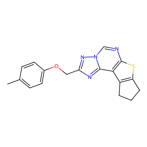 2-((p-tolyloxy)methyl)-9,10-dihydro-8H-cyclopenta[4,5]thieno[3,2-e][1,2,4]triazolo[1,5-c]pyrimidine structure