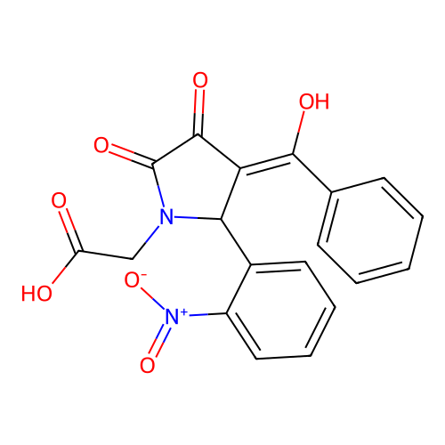 2-(3-benzoyl-4-hydroxy-2-(2-nitrophenyl)-5-oxo-2,5-dihydro-1H-pyrrol-1-yl)acetic acid structure