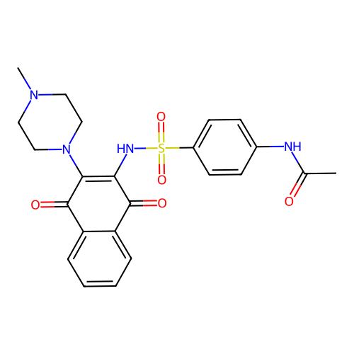 N-[4-[[3-(4-methylpiperazin-1-yl)-1,4-dioxonaphthalen-2-yl]sulfamoyl]phenyl]acetamide structure