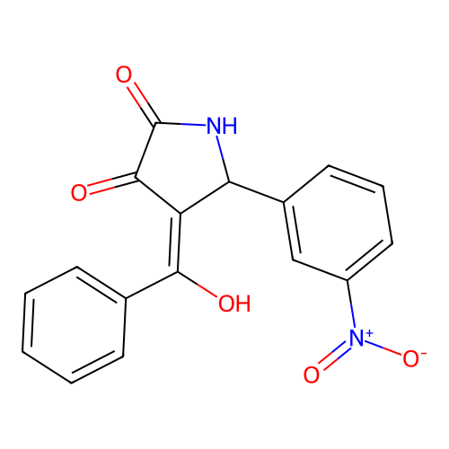(4E)-4-[hydroxy(phenyl)methylidene]-5-(3-nitrophenyl)pyrrolidine-2,3-dione structure