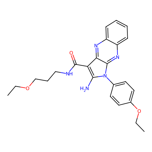 2-amino-1-(4-ethoxyphenyl)-N-(3-ethoxypropyl)-1H-pyrrolo[2,3-b]quinoxaline-3-carboxamide structure
