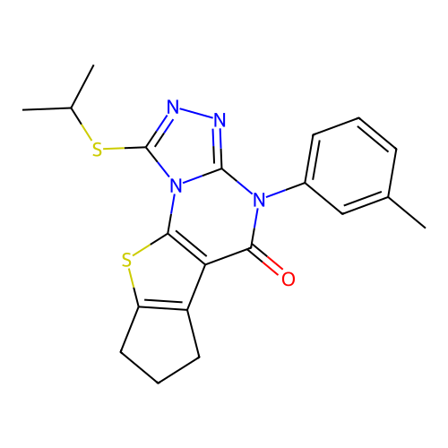 1-(isopropylthio)-4-(m-tolyl)-7,8-dihydro-4H-cyclopenta[4,5]thieno[3,2-e][1,2,4]triazolo[4,3-a]pyrimidin-5(6H)-one structure