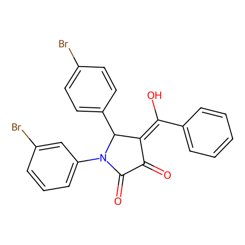 (4E)-1-(3-bromophenyl)-5-(4-bromophenyl)-4-[hydroxy(phenyl)methylidene]pyrrolidine-2,3-dione structure