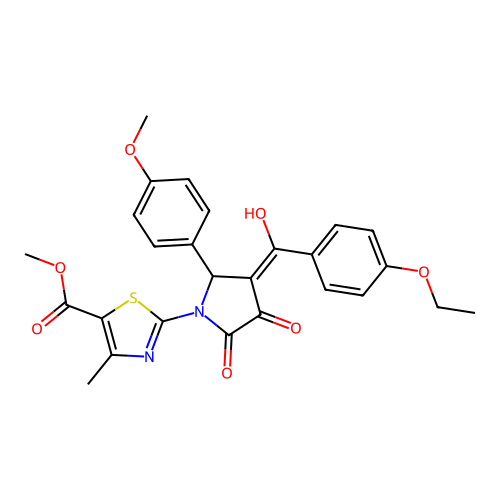methyl 2-(3-(4-ethoxybenzoyl)-4-hydroxy-2-(4-methoxyphenyl)-5-oxo-2,5-dihydro-1H-pyrrol-1-yl)-4-methylthiazole-5-carboxylate structure