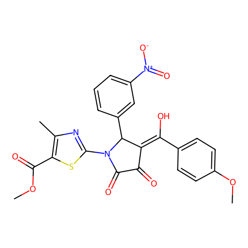 methyl 2-(3-hydroxy-4-(4-methoxybenzoyl)-5-(3-nitrophenyl)-2-oxo-2,5-dihydro-1H-pyrrol-1-yl)-4-methylthiazole-5-carboxylate structure