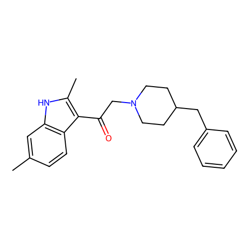 2-(4-benzylpiperidin-1-yl)-1-(2,6-dimethyl-1H-indol-3-yl)ethanone structure