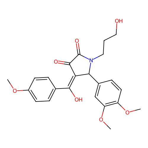 (4E)-5-(3,4-dimethoxyphenyl)-4-[hydroxy(4-methoxyphenyl)methylidene]-1-(3-hydroxypropyl)pyrrolidine-2,3-dione structure
