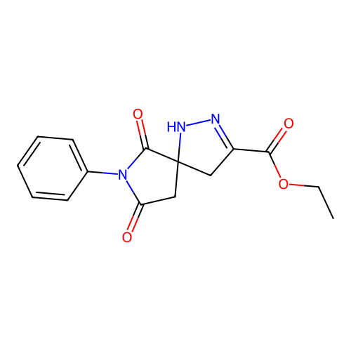Ethyl 6,8-dioxo-7-phenyl-1,2,7-triazaspiro[4.4]non-2-ene-3-carboxylate structure