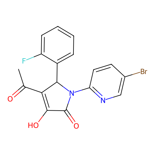 3-acetyl-1-(5-bromopyridin-2-yl)-2-(2-fluorophenyl)-4-hydroxy-2H-pyrrol-5-one structure