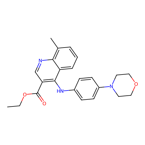 Ethyl 8-methyl-4-[(4-morpholin-4-ylphenyl)amino]quinoline-3-carboxylate structure