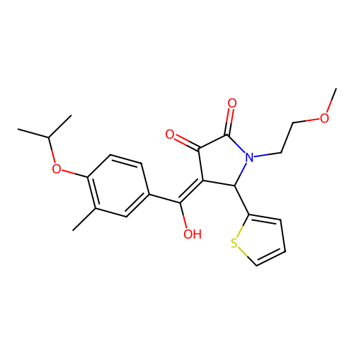 3-Hydroxy-4-(4-isopropoxy-3-methylbenzoyl)-1-(2-methoxyethyl)-5-(thiophen-2-yl)-1H-pyrrol-2(5H)-one structure