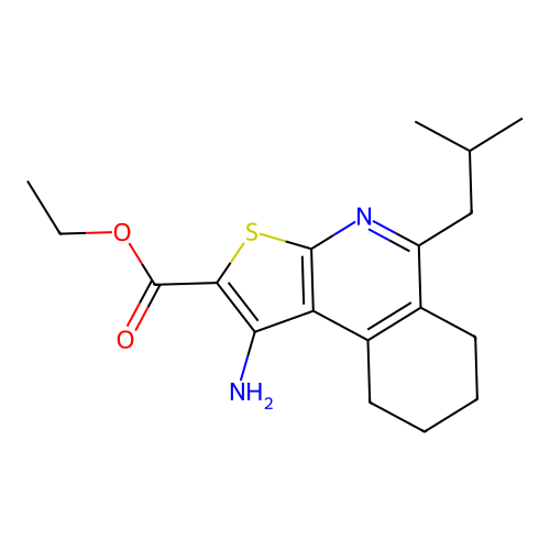 ethyl 1-amino-5-(2-methylpropyl)-6,7,8,9-tetrahydrothieno[2,3-c]isoquinoline-2-carboxylate structure