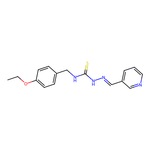 (2E)-N-(4-ethoxybenzyl)-2-(pyridin-3-ylmethylidene)hydrazinecarbothioamide structure