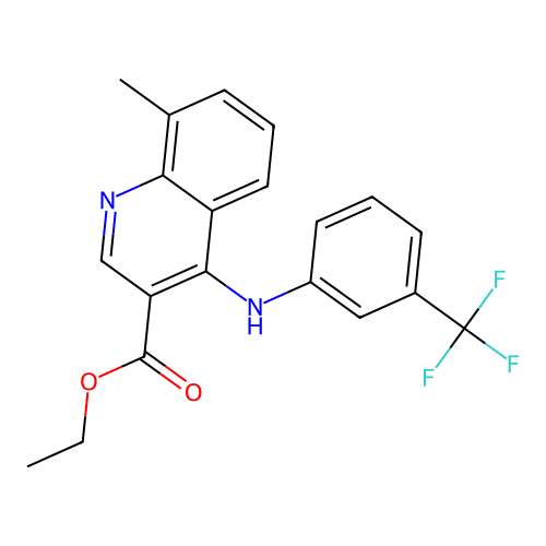 Ethyl 8-methyl-4-{[3-(trifluoromethyl)phenyl]amino}quinoline-3-carboxylate structure