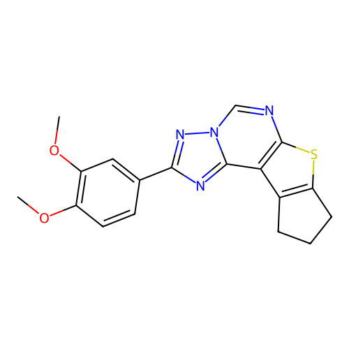 2-(3,4-dimethoxyphenyl)-9,10-dihydro-8H-cyclopenta[4,5]thieno[3,2-e][1,2,4]triazolo[1,5-c]pyrimidine structure