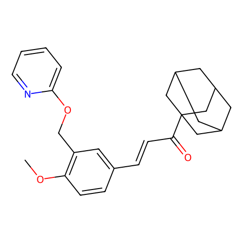 (E)-1-(1-adamantyl)-3-[4-methoxy-3-(pyridin-2-yloxymethyl)phenyl]prop-2-en-1-one structure