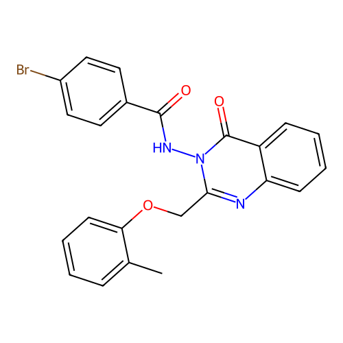 4-bromo-N-{2-[(2-methylphenoxy)methyl]-4-oxoquinazolin-3(4H)-yl}benzamide structure