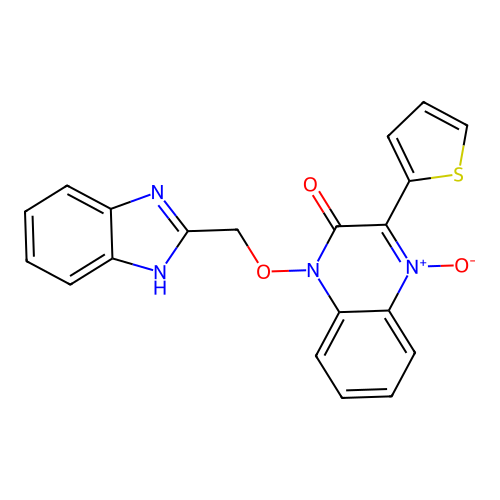 1-(1H-benzimidazol-2-ylmethoxy)-3-(thiophen-2-yl)quinoxalin-2(1H)-one 4-oxide structure