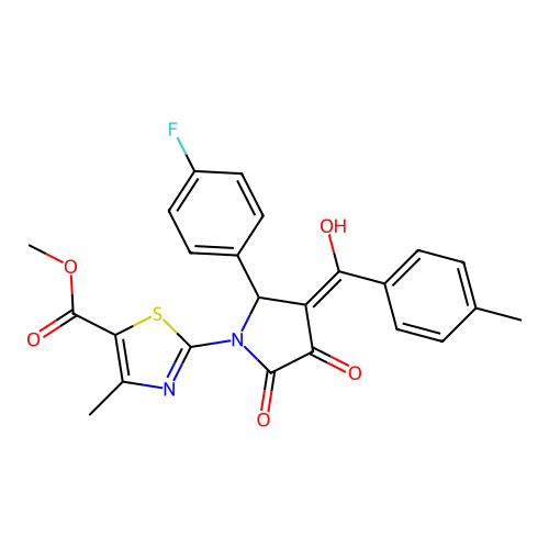 methyl 2-(2-(4-fluorophenyl)-4-hydroxy-3-(4-methylbenzoyl)-5-oxo-2,5-dihydro-1H-pyrrol-1-yl)-4-methylthiazole-5-carboxylate structure