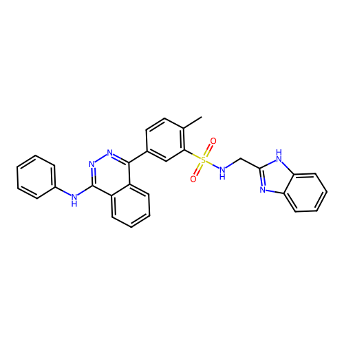 5-(4-anilinophthalazin-1-yl)-N-(1H-benzimidazol-2-ylmethyl)-2-methylbenzenesulfonamide structure
