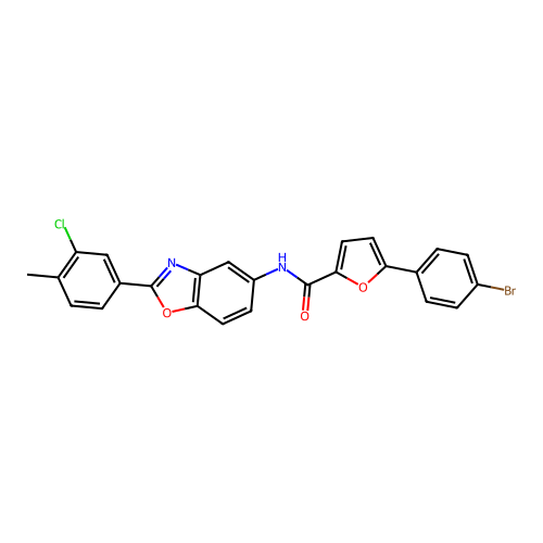 5-(4-bromophenyl)-N-[2-(3-chloro-4-methylphenyl)-1,3-benzoxazol-5-yl]furan-2-carboxamide structure