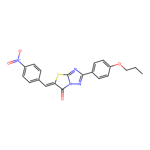 (Z)-5-(4-nitrobenzylidene)-2-(4-propoxyphenyl)thiazolo[3,2-b][1,2,4]triazol-6(5H)-one structure