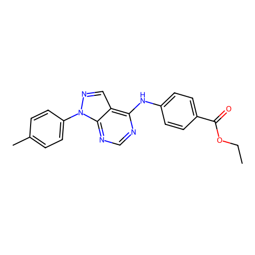 ethyl 4-{[1-(4-methylphenyl)-1H-pyrazolo[3,4-d]pyrimidin-4-yl]amino}benzoate structure