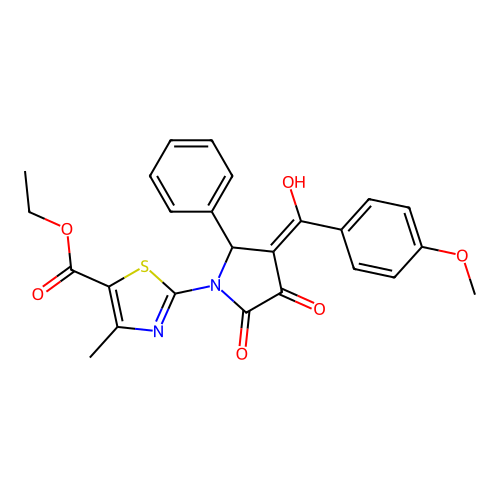 ethyl 2-(3-hydroxy-4-(4-methoxybenzoyl)-2-oxo-5-phenyl-2,5-dihydro-1H-pyrrol-1-yl)-4-methylthiazole-5-carboxylate structure