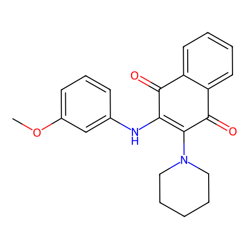 3-[(3-Methoxyphenyl)amino]-2-piperidylnaphthalene-1,4-dione structure