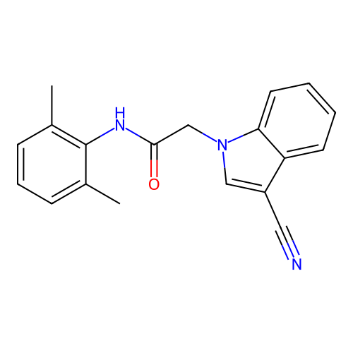 2-(3-cyano-1H-indol-1-yl)-N-(2,6-dimethylphenyl)acetamide structure