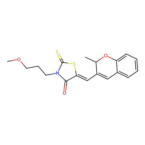 (5Z)-3-(3-methoxypropyl)-5-[(2-methyl-2H-chromen-3-yl)methylidene]-2-thioxo-1,3-thiazolidin-4-one structure