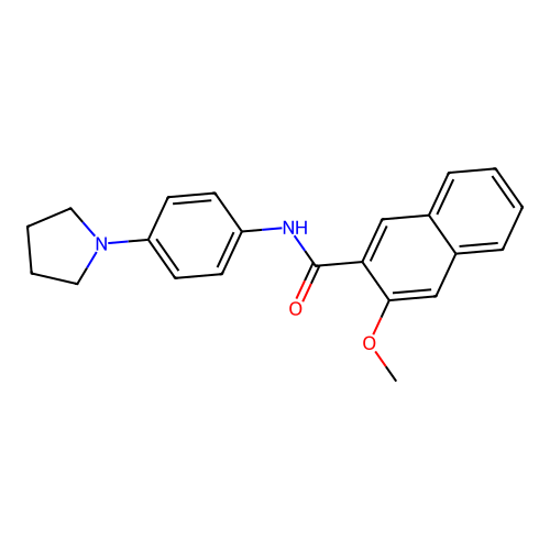 3-methoxy-N-[4-(pyrrolidin-1-yl)phenyl]naphthalene-2-carboxamide structure