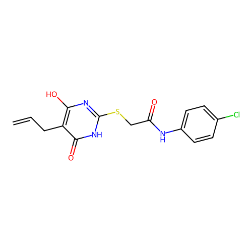 N-(4-chlorophenyl)-2-[(4-hydroxy-6-oxo-5-prop-2-enyl-1H-pyrimidin-2-yl)sulfanyl]acetamide structure