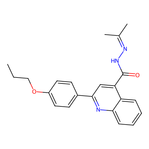 N'-(propan-2-ylidene)-2-(4-propoxyphenyl)quinoline-4-carbohydrazide structure