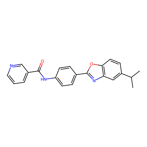 N-{4-[5-(propan-2-yl)-1,3-benzoxazol-2-yl]phenyl}pyridine-3-carboxamide structure