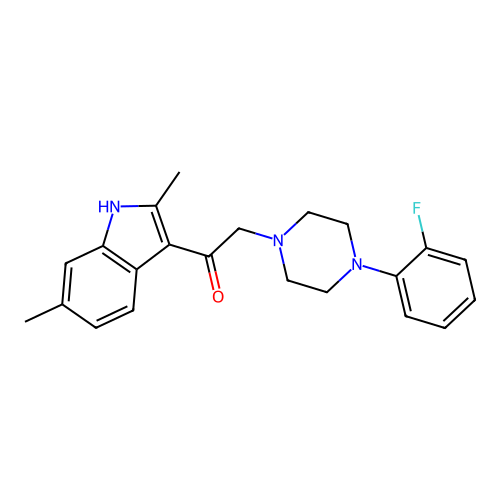 1-(2,6-dimethyl-1H-indol-3-yl)-2-[4-(2-fluorophenyl)piperazin-1-yl]ethanone structure