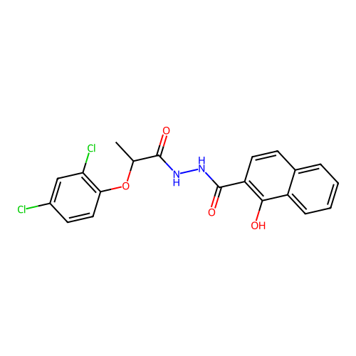 N'-[2-(2,4-dichlorophenoxy)propanoyl]-1-hydroxynaphthalene-2-carbohydrazide structure