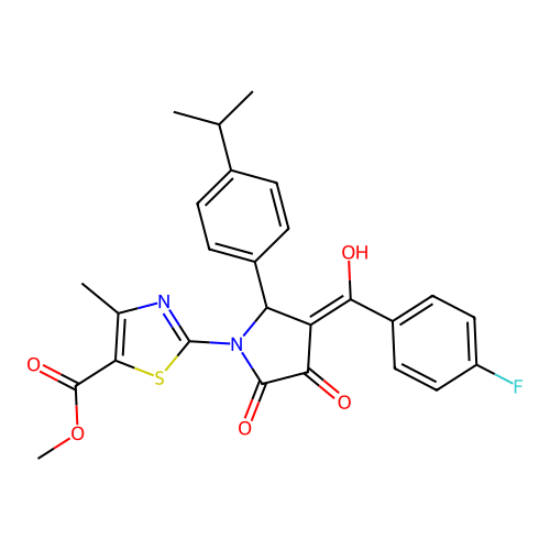 methyl 2-(3-(4-fluorobenzoyl)-4-hydroxy-2-(4-isopropylphenyl)-5-oxo-2,5-dihydro-1H-pyrrol-1-yl)-4-methylthiazole-5-carboxylate structure