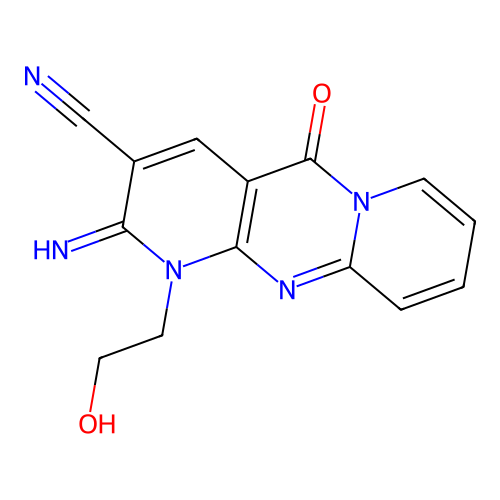1-(2-hydroxyethyl)-2-imino-5-oxo-1,5-dihydro-2H-dipyrido[1,2-a:2',3'-d]pyrimidine-3-carbonitrile structure