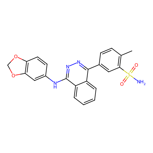 5-[4-(Benzo[1,3]dioxol-5-ylamino)-phthalazin-1-yl]-2-methyl-benzenesulfonamide structure