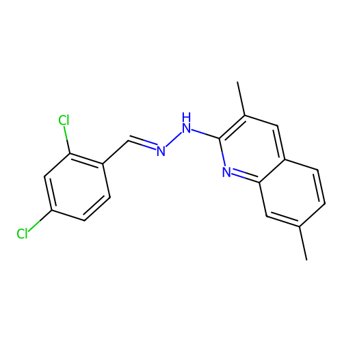 (E)-2-(2-(2,4-dichlorobenzylidene)hydrazinyl)-3,7-dimethylquinoline structure