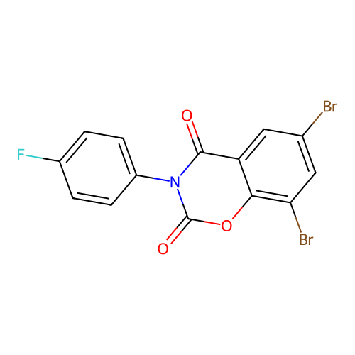 6,8-dibromo-3-(4-fluorophenyl)-2H-1,3-benzoxazine-2,4(3H)-dione structure