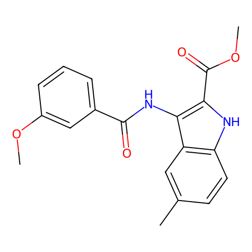 methyl 3-{[(3-methoxyphenyl)carbonyl]amino}-5-methyl-1H-indole-2-carboxylate structure