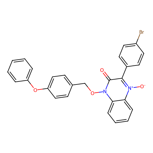 3-(4-bromophenyl)-1-[(4-phenoxybenzyl)oxy]quinoxalin-2(1H)-one 4-oxide structure