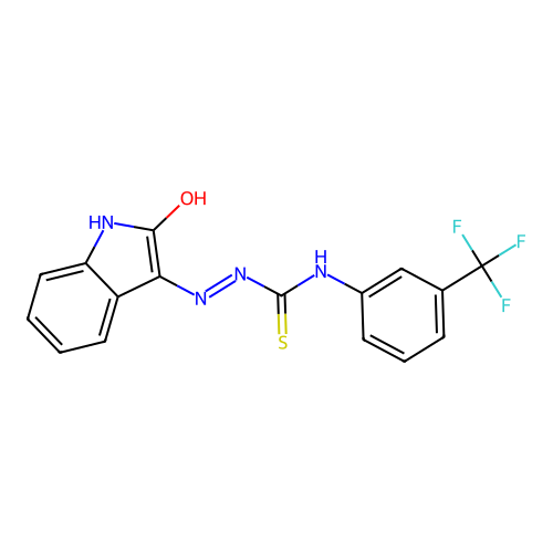 1-[(2-oxoindol-3-yl)amino]-3-[3-(trifluoromethyl)phenyl]thiourea structure